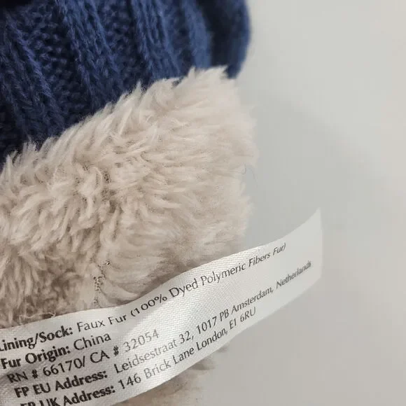 Free People Faux Fur Sleepover Booties 7 Socks Blue Yellow Checkered Cozy - Picture 6 of 9